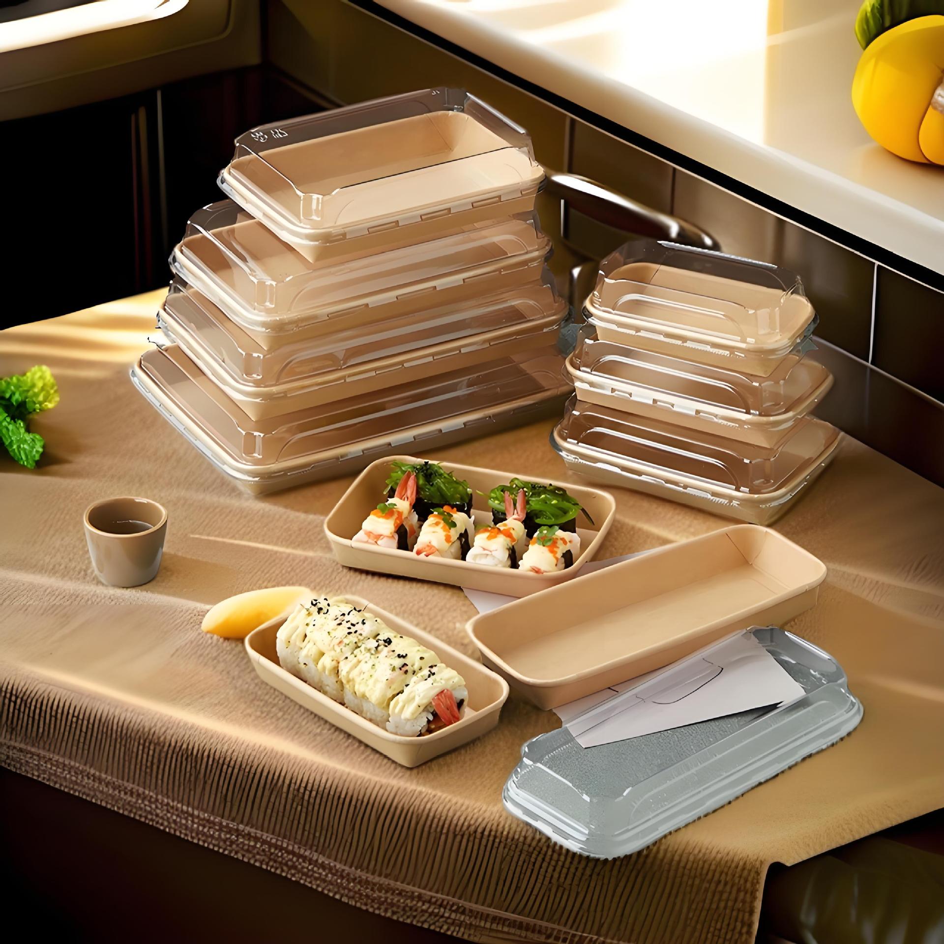 Disposable Picnic Box Internet Celebrity Kraft Paper Outdoor Camping Style Spring Outing Lunch Box Sushi Packaging Fruit Lunch Box