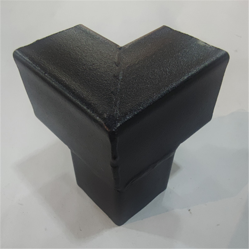 锌钢护栏连接件可焊接可组装锌钢配件90度直角三通黑色圆角二通