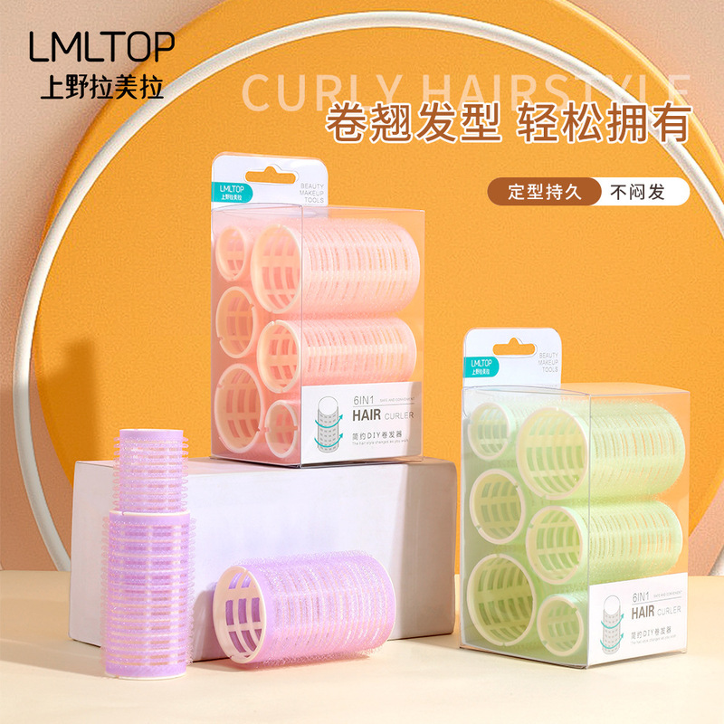 Lmltop Self-Adhesive Hair Curlers, Curling Tools, Curling Irons with Velcro Curlers, 6-Pack C201