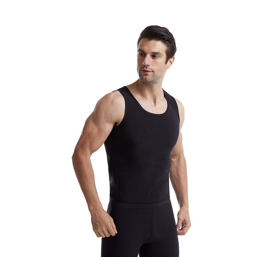 Amazon Cross-border Men's Sport Compression Top, Silver Men's Sweating Shirt Body Shaping Sauna Backless Vest