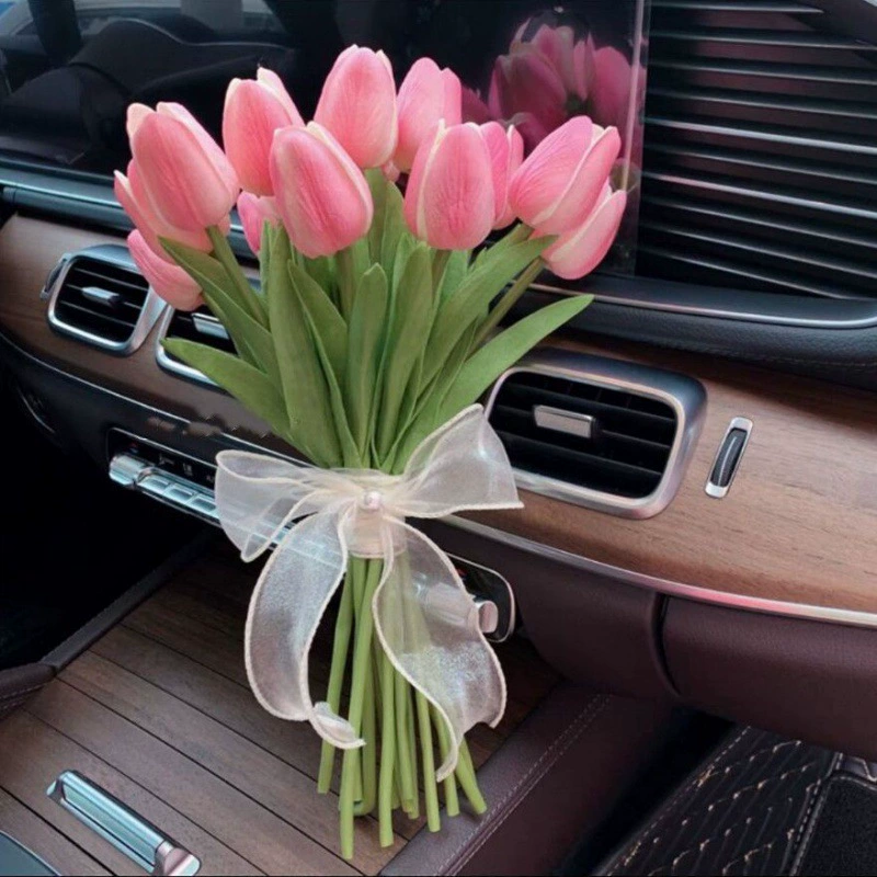 Korean-style simulated tulip bouquet, hand-held wedding/ceremony prop, multi-count LED and non-LED options
