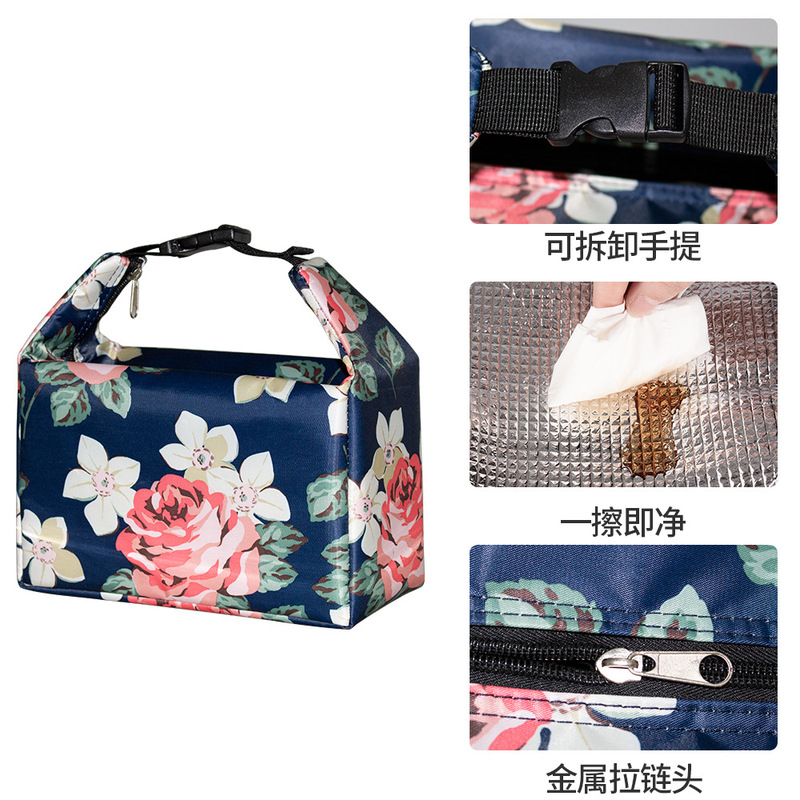 跨境手提保温袋新款花色女士便携午餐包插扣便携式小号保温包批发|undefined