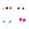 Plastic earrings from pearl, 12 pair, 4mm, 5mm, 6mm, simple and elegant design, wholesale