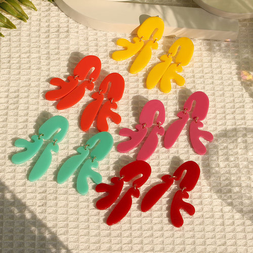 Gute Cross-border New Creative Matte Acrylic Earrings Unusual Indie Design Earrings Wholesale for Women