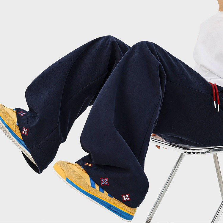 American Ethnic Style Embroidered Drawstring Curved Hem Sweatpants for Women, New Spring Versatile Casual Loose Straight-Leg Sports Pants American Ethnic Style Embroidered Drawstring Curved Hem Sweatpants for Women, New Spring Versatile Casual Loose Straight-Leg Sports Pants