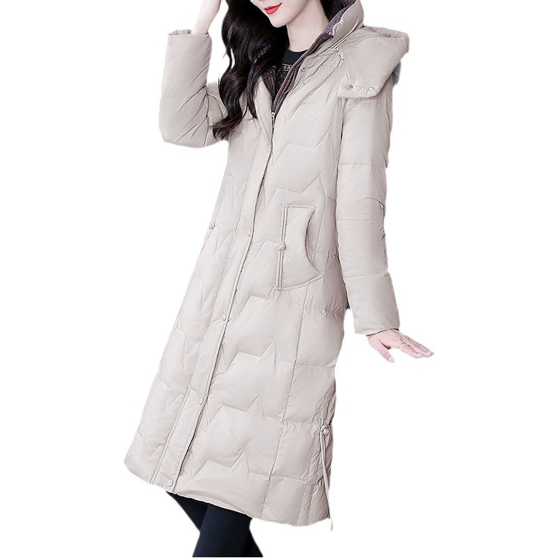 Осенний утолщенный пуховик, пушистый теплый белый утиный пух 90 лет, длинная куртка контрастного цвета, взрывами, женская одежда для среднего и пожилого возраста