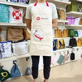 织带肩腰带围裙咖啡店理发师时尚工作服绘画可定LOGO纯棉围裙