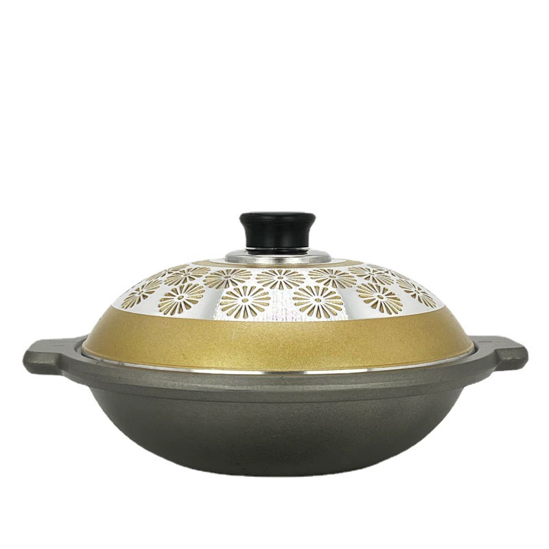 Гао Ин Бутик в Корейском стиле золотой цветочный горшок натуральный горшок железная тарелка антипригарный Алюминиевый горшок отель суповой горшок тушеный горшок кастрюля горячий горшок сухой горшок