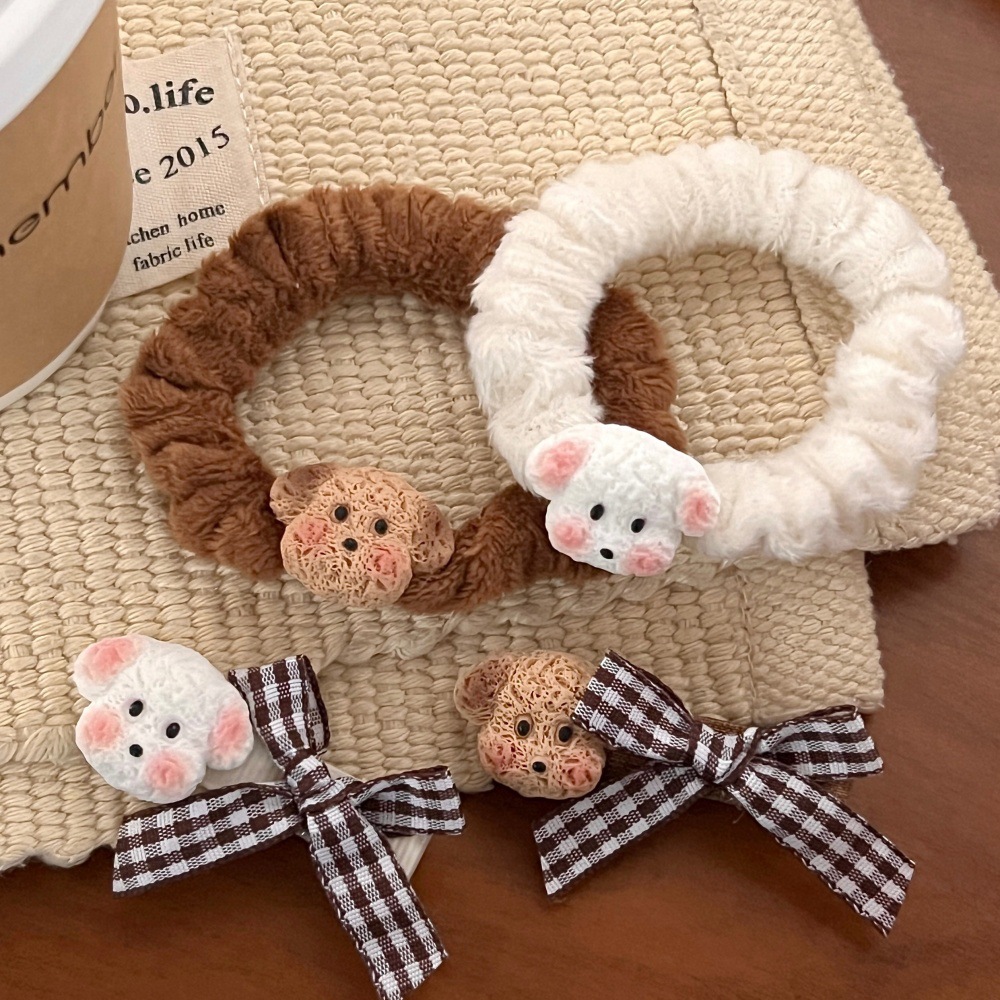 Nuevo lindo cachorro de cabello de cabello de cabello de cola de caballo de niña anillo de cabello dulce frisa clip clip clip de cabello al por mayor