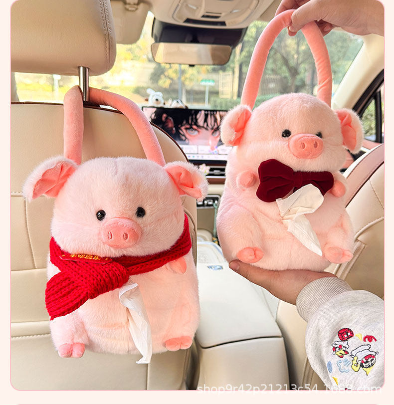 Cute Cartoon Car Tissue Box Plush Animal Doll Car Seat Back Tissue Holder Trendy Car Tissue Box