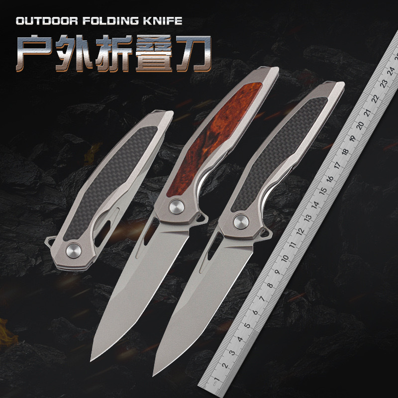 跨境热销款折叠刀多用途户外野营求生刀高硬度口袋刀熊头折刀