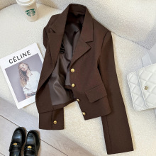 红棕色西装外套女2025秋季新款复古英伦风通勤短款休闲潮流小西服