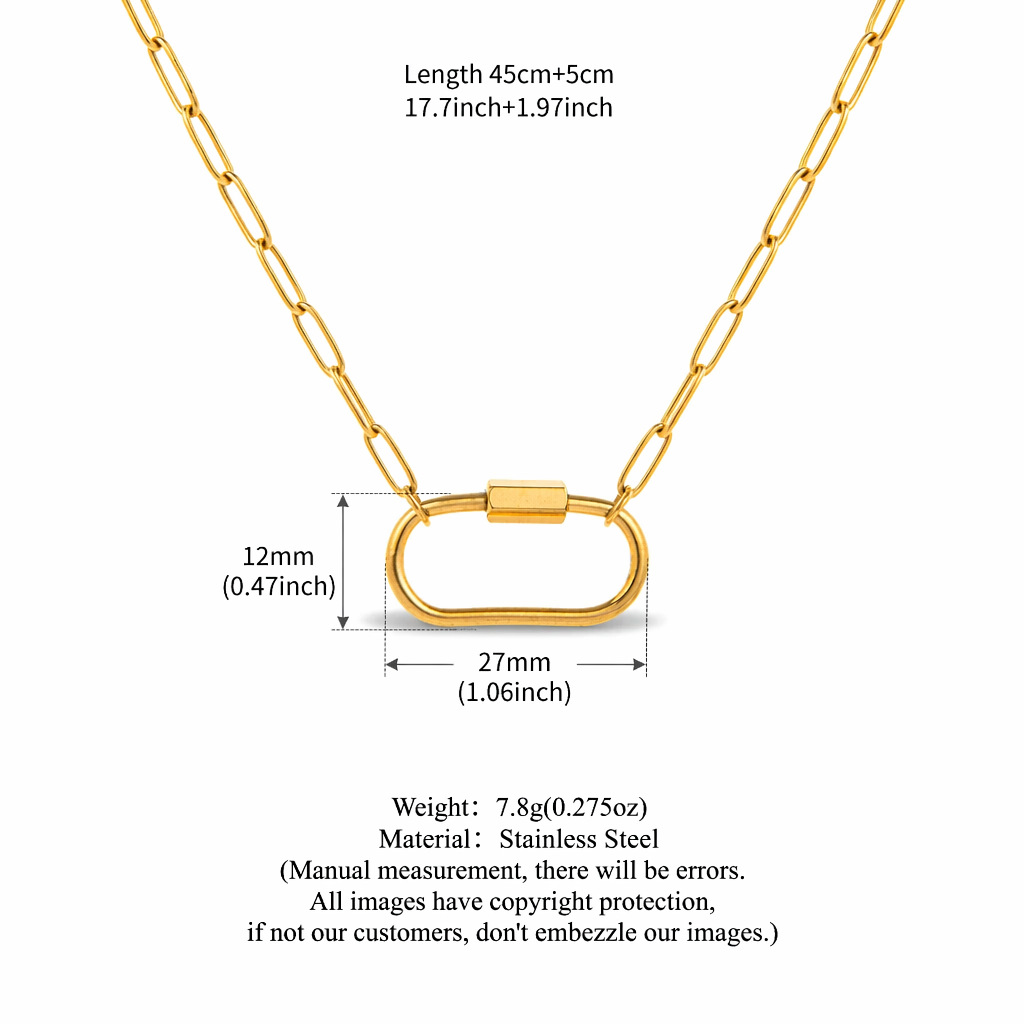 Chaîne de boucle de randonnée elliptique avec trombine (or)