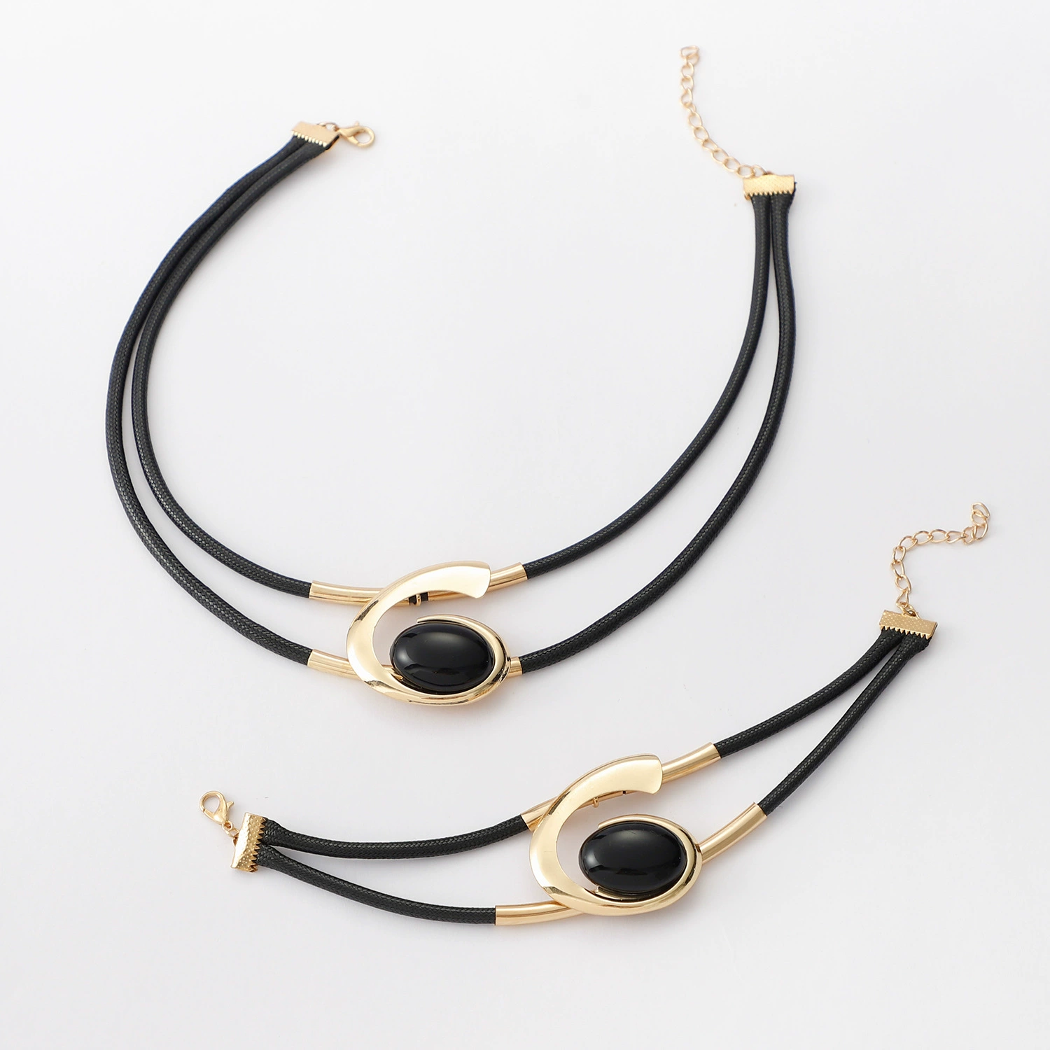 Кросс-бордерный хит продаж: богемный стиль, спиральные улиточные акриловые украшения с камнями, набор для женщин — колье и браслет.