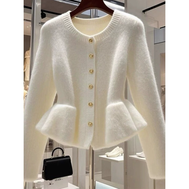 Маленький белый кардиган, демисезонный свитер, жакет, в стиле Chanel