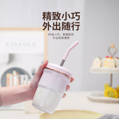 316ステンレス保温カップコーヒーカップ大容量かわいいシンプルな学生携帯オフィスでストローコップを飲む