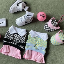 【清仓】INS风秋冬韩国棋盘格网球王子系列套装撞色裙摆T恤狗狗保