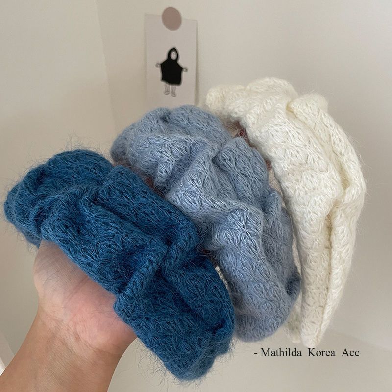 Nuevo estilo coreano a principios de otoño suave estilo retro lana banda de cabeza red temperamento rojo bordes anchos pinzas de cabello de tejido plegado banda de cabello de mujer