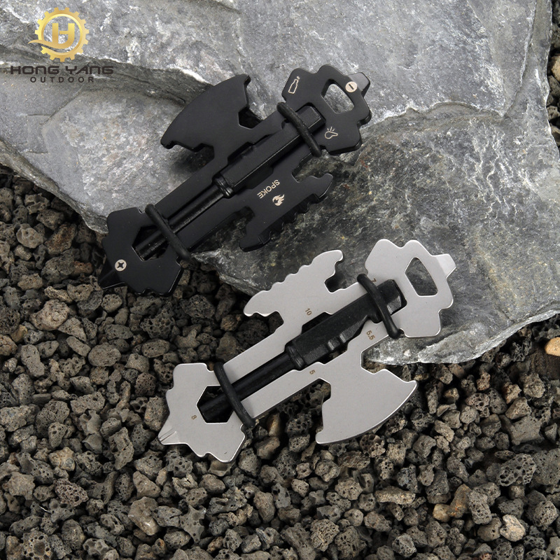 新款多功能工具卡开瓶器 户外便携随身打火石口哨edc多用组合工具