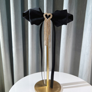 South Korea wedding retro Chanel style alloy love rhinestone tassel bow tie female jk shirt brooch decoration