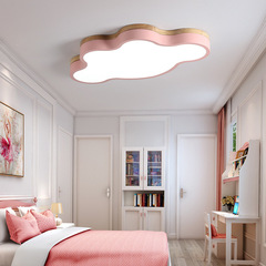 New LED ceiling light with Nordic wood art cloud macaron design, suitable for children's room, master bedroom, creative cartoon smart lighting