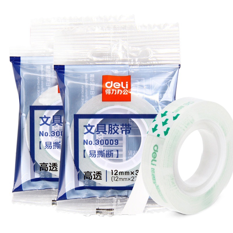 Dl 30009 Transparent Tape Small Size Adhesive Tape 1.2cm Student Hand-Tearable Strong Thin Transparent Tape Small Roll