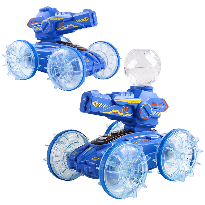 2.4G control remoto anfibio tiro de agua anfibio de doble cara coche de acrobacias con absorción automática de agua rociado de agua coche de tanque de control remoto único juguete