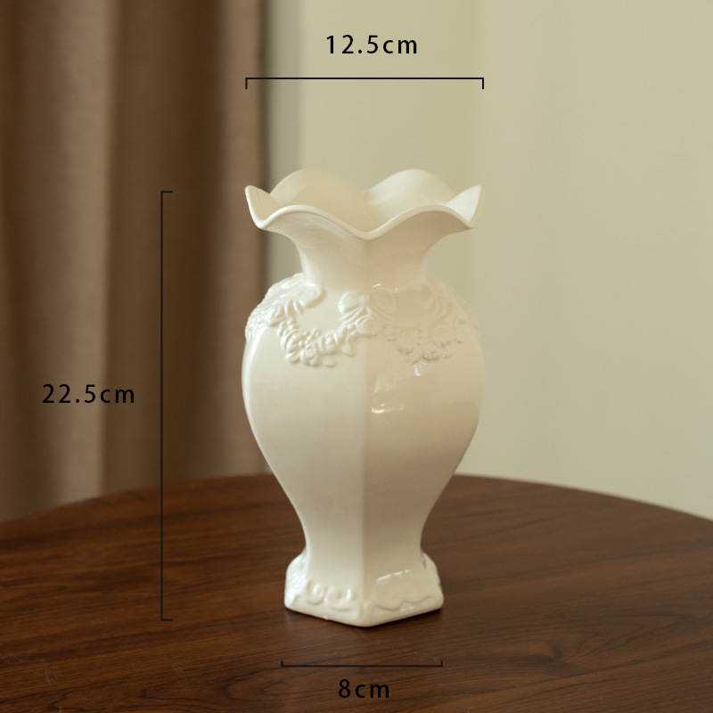 Vaso de cerámica europea blanco de alto nivel retro creativo sala de estar hidroponía flor flor decoración de mesa