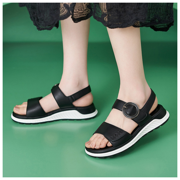 Sandal nữ đế dày khóa kim loại mềm chống trượt — màu đen, màu nâu nhạt, màu mơ chi tiết 17