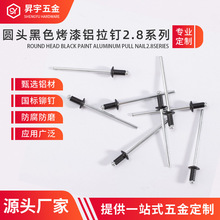 黑色开口机械设备铝合金制品现货批发圆头烤漆铝钉
