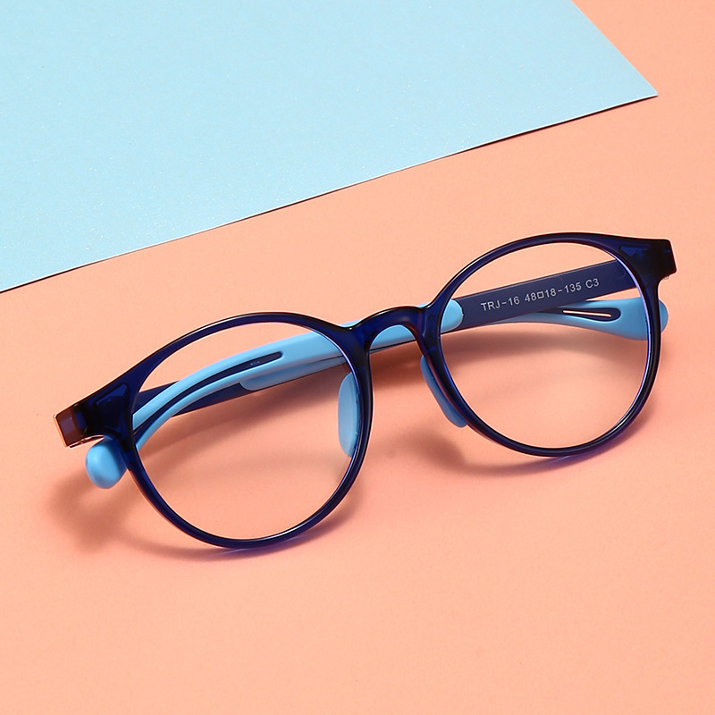 2021新款防藍光兒童可拆卸硅膠軟腿鼻托眼鏡男女可配近視TRJ-16
