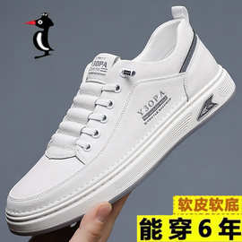 【100%全牛皮】欧伦啄木鸟男鞋2025真皮运动休闲皮鞋透气小白鞋男