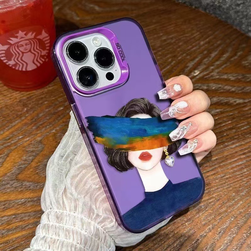 Nueva chica artística para iPhone 16 funda para teléfono móvil Apple 15promax/14 anti-caída 13pro personalidad 12