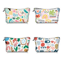 跨境新款  五颜六色几何印花化妆包 手拿收纳懒人便携旅行包