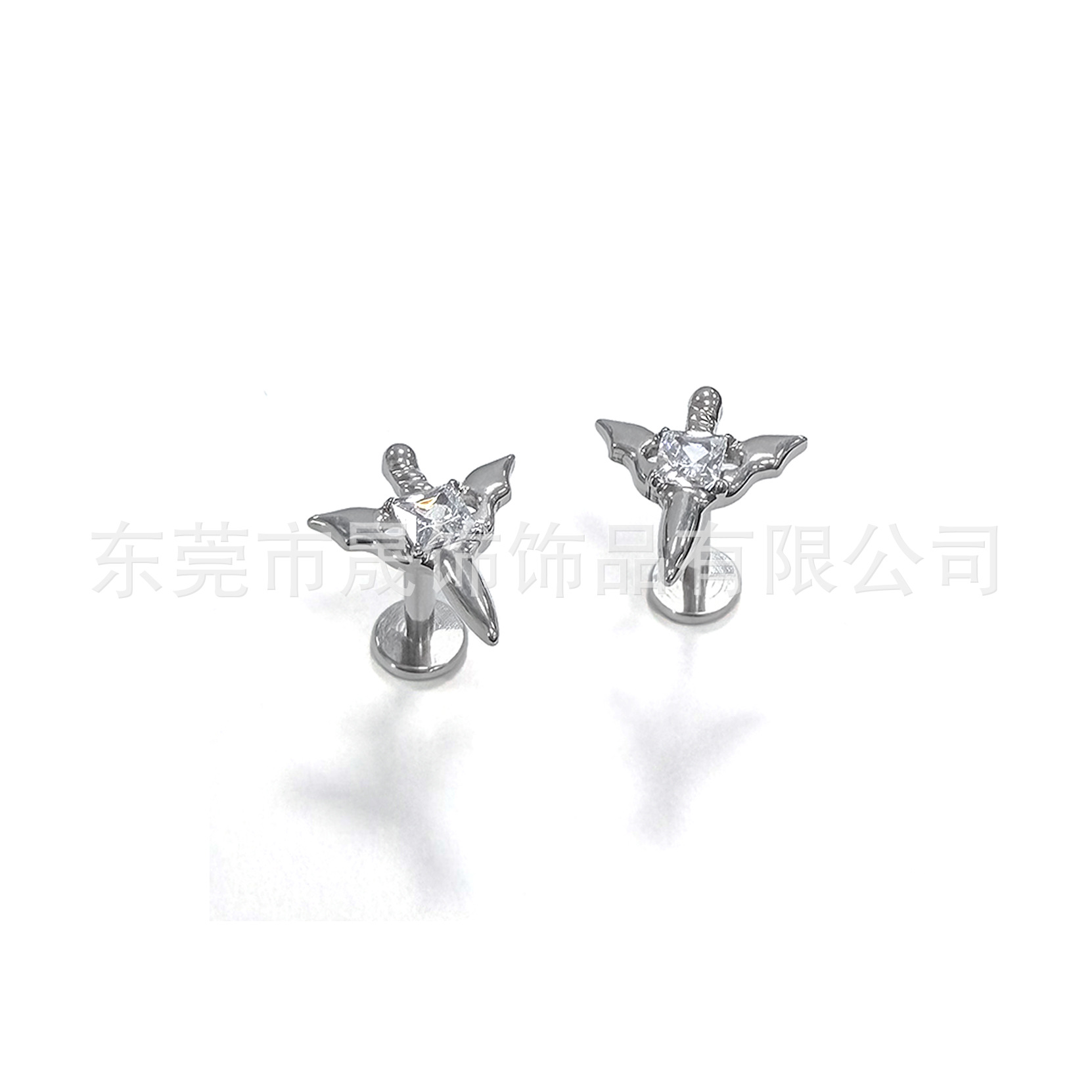 F136 Titanium Alloy 天使之剑 Ear Stud Studded 方 Cubic Zirconia Helix Cartilage Stud G23 Titanium Internal Thread Piercing Jewelry 头