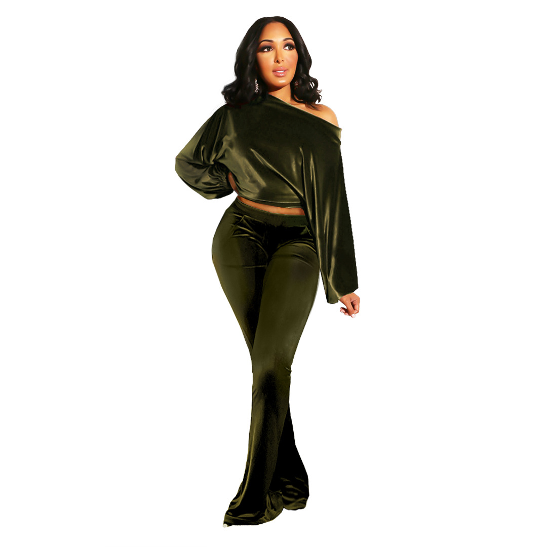 Completo pantalone donna per discoteca monospalla maniche a lanterna_voghion.com