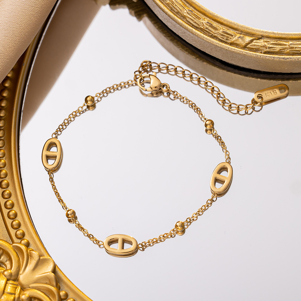 1 Piece Quantity Daily Occasion Simple Style Geometric Titanium Steel Ball Chain Cable Chain Bracelets In Bulk
