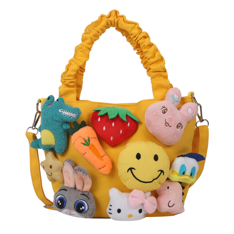 Bolsa de dibujos animados 2023 Mori linda chica fea Linda costura muñeca estilo occidental plisado bolso de hombro portátil