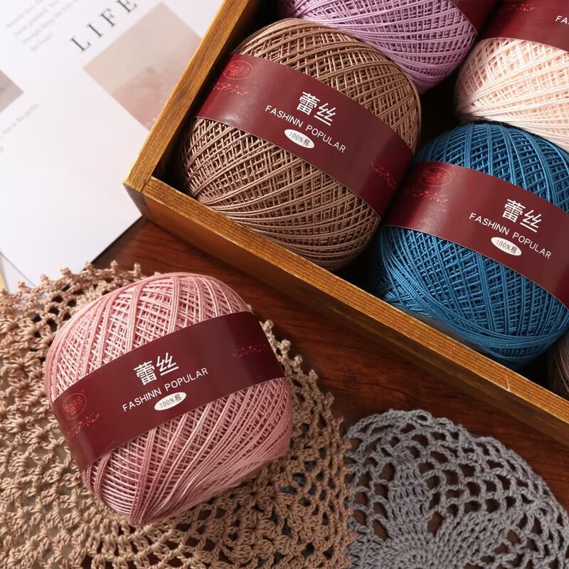 High-twist No. 6 strong-twist lace yarn, pure cotton medium-fine crochet DIY material kit, short-sleeve summer yarn, skin-friendly and breathable High-twist No. 6 strong-twist lace yarn, pure cotton medium-fine crochet DIY material kit, short-sleeve summer yarn, skin-friendly and breathable