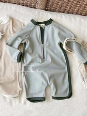 兒童泳衣夏季防曬長袖男童速干連體游泳衣中小童寶寶泳裝韓國帥氣