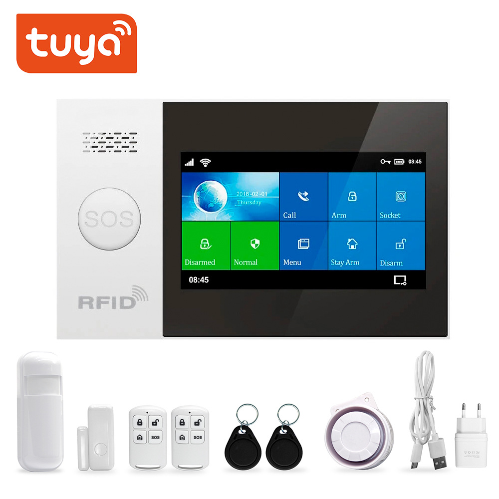 Tuya hogar inteligente inalámbrico 4g anfitrión de la alarma traje inducción del cuerpo humano WiFi alarma antirrobo anfitrión de la alarma