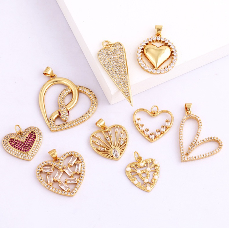 3g Weight Pendant Jewelry Making Type DIY Jewelry Accessories Classification 1 Piece Quantity Copper Material Heart Shape Pattern Hip-Hop, Vintage Style Style 1 Piece Copper Heart Shape Pendant 3