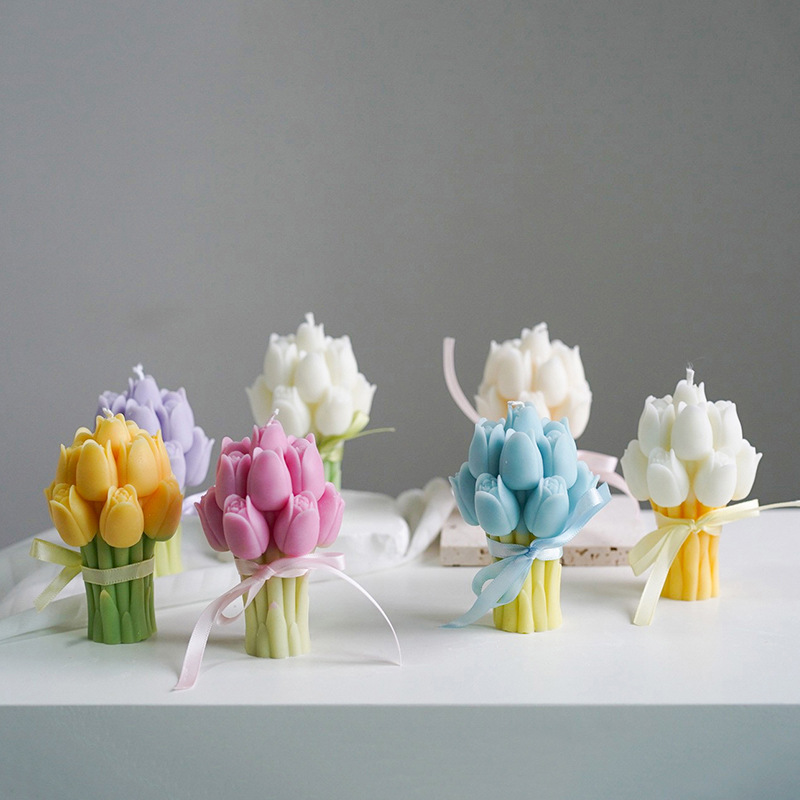 Tulipanes, flores, flores, velas de aromaterapia, velas de atmósfera, regalos de San Valentín, decoraciones de velas de aromaterapia