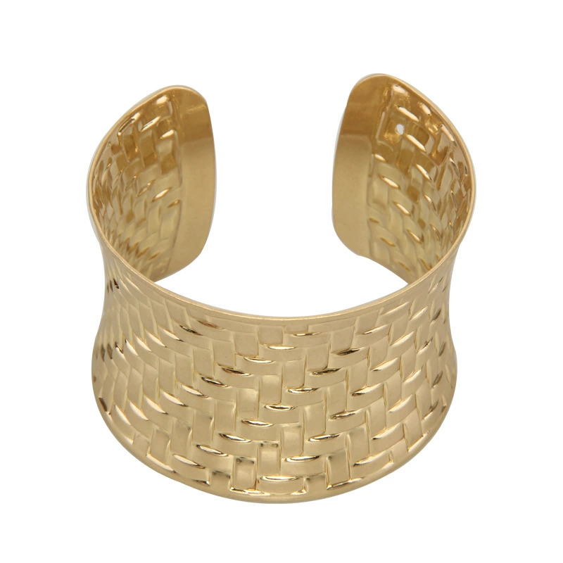 Retro metal woven design glossy crooked women's bracelet, European style, light luxury style, trend of season