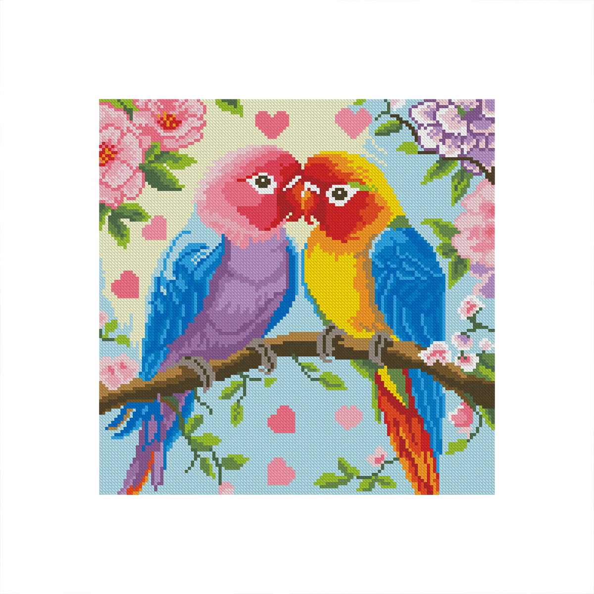 Nuevos productos transfronterizos Love Birds punto de cruz pareja loro comercio exterior venta caliente punto de cruz autobordado piezas pequeñas