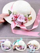 草帽diy兒童制作材料包法式禮帽花朵裝飾帽子編織帽女