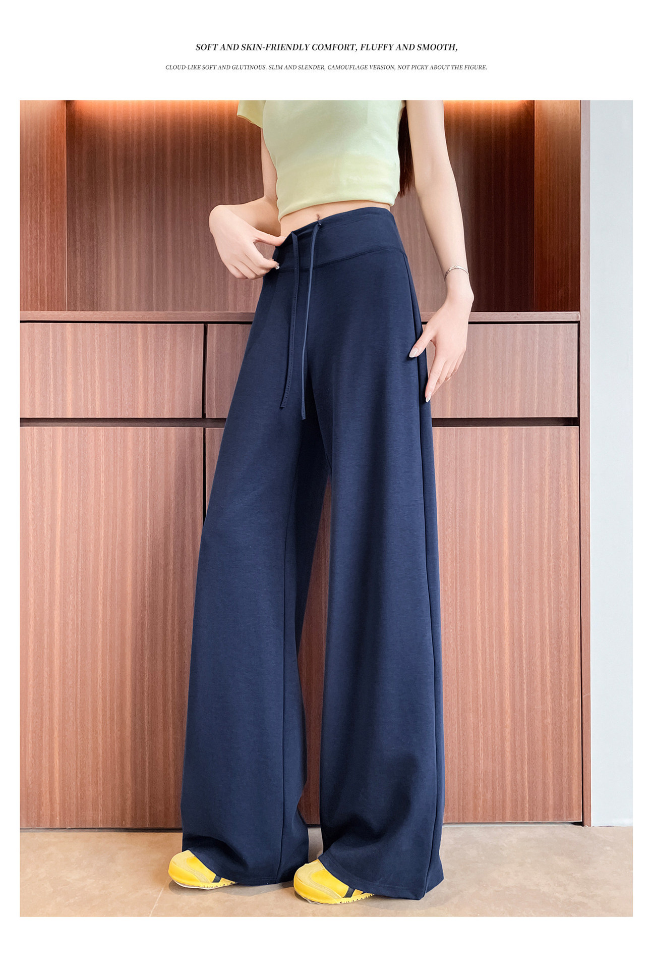Quần legging yoga nữ cạp cao ống suông chất liệu lụa băng mát mẻ — Màu trắng gạo - Extended chi tiết 32