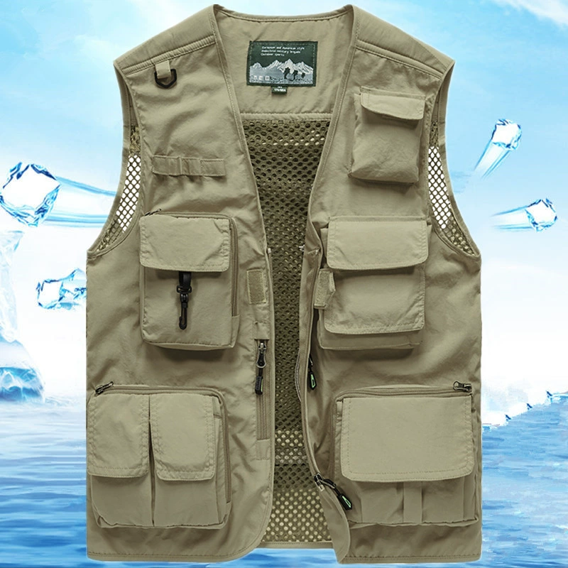 Многокарманный жилет на улице носить спортивный свободный жилет мужской плечо без рукавов рыболовный куртка на заказ с логотипом