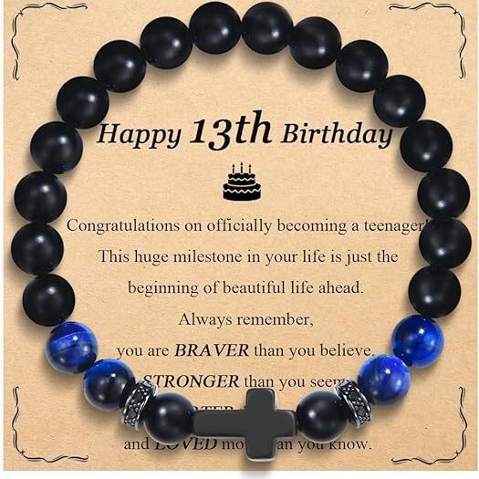 Cross border hot selling bracelet blue tiger eye black frosted cross beaded bracelet for son/brother/friend