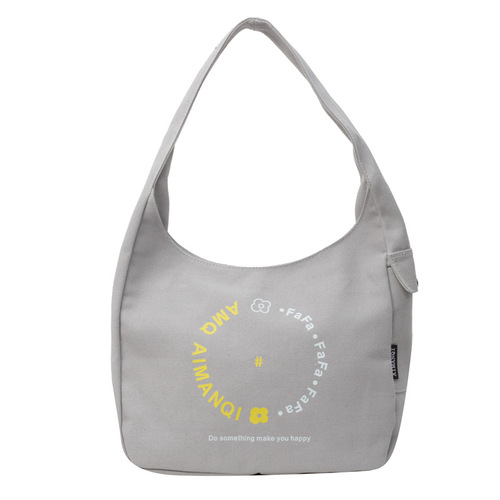 Ins style letter printed canvas armpit bag large capacity spring and summer Ruiying shoulder women's bag middle school student backpack